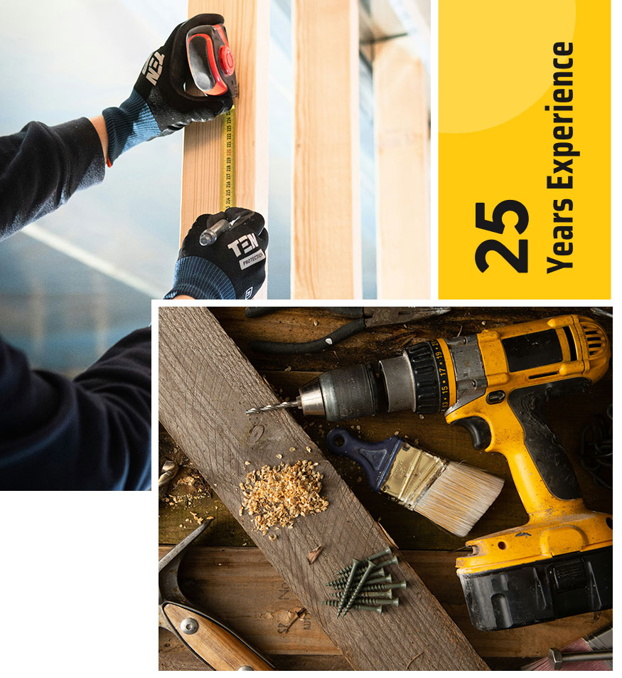 construction tools and handyman in action